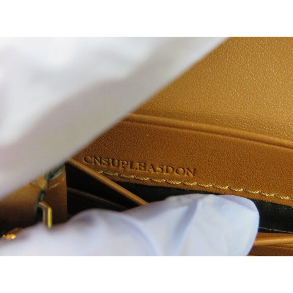 $910 NWT BURBERRY HANNAH TAN LEATHER CANVAS CHECK SHOULDER STRAP CLUTCH BAG - Picture 15 of 16